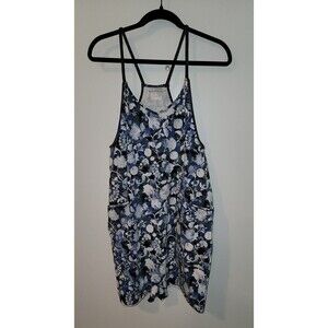 FP Movement Hot Shot Printed Romper Womens Sz S Blue Floral Activewear Lounge